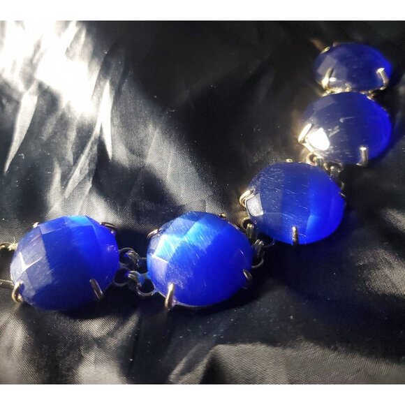 Signed Kendra Scott Bracelet Retired Cassie Cobalt Blue Large Cat's Eye Elegance - Picture 6 of 10